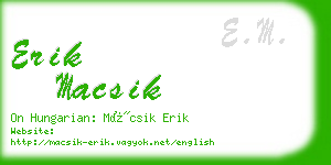 erik macsik business card